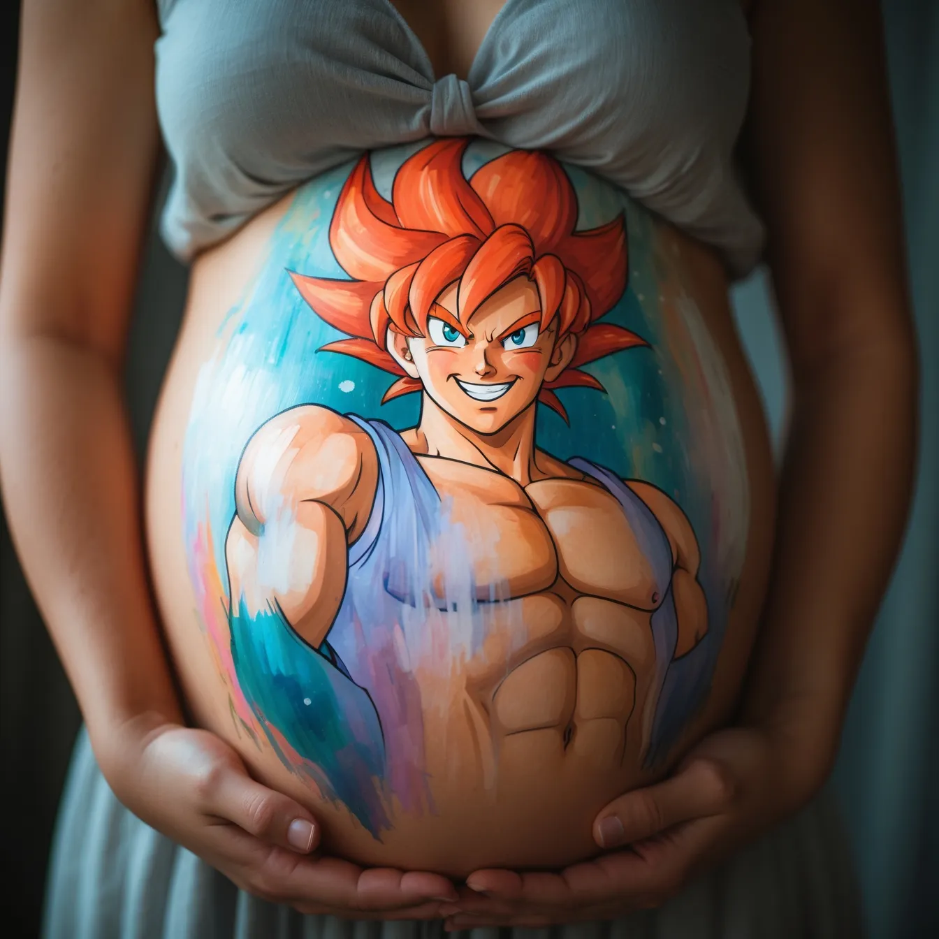 dibujo en la barriga de mujer embarazada dragon ball