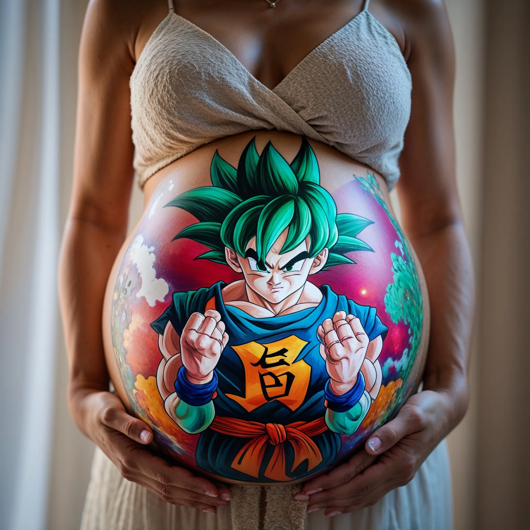 dibujo de panza embarazada dragon ball