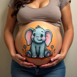 dibujo en la barriga de mujer embarazada dumbo