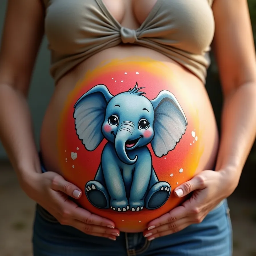 dibujo en panza de embarazada dumbo