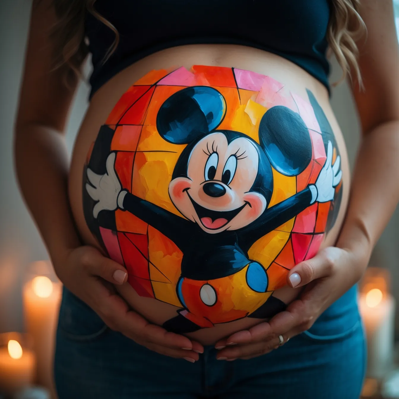 ideas para pintar panzas de embarazadas mickey mouse