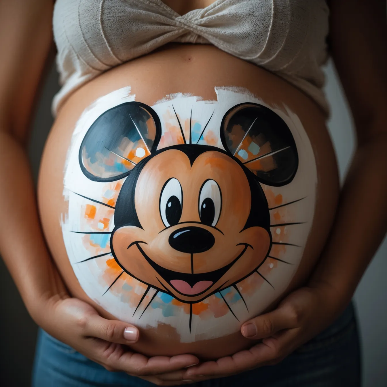 dibujo de embarazada en la barriga mickey mouse