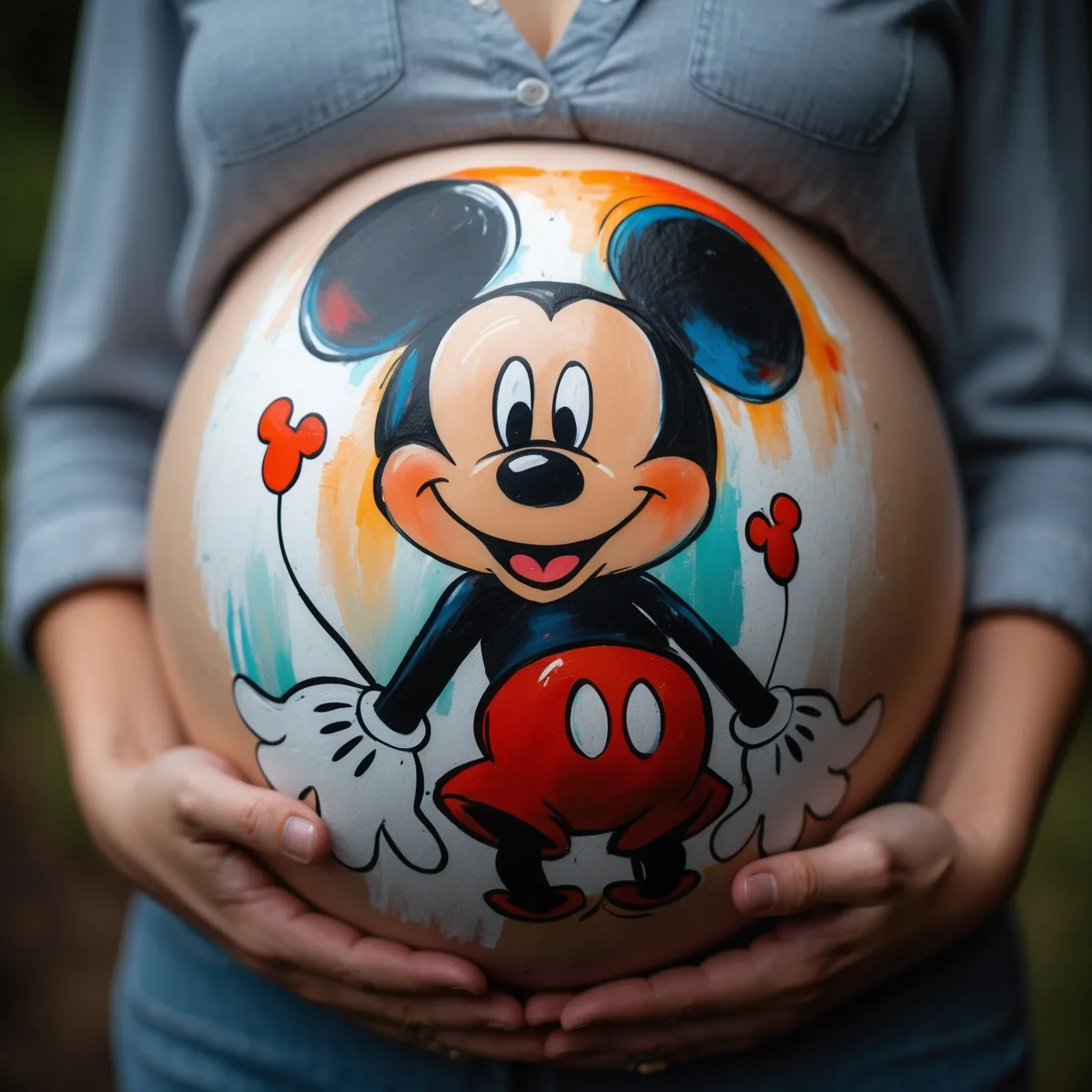 dibujos en la barriga de una embarazada mickey mouse