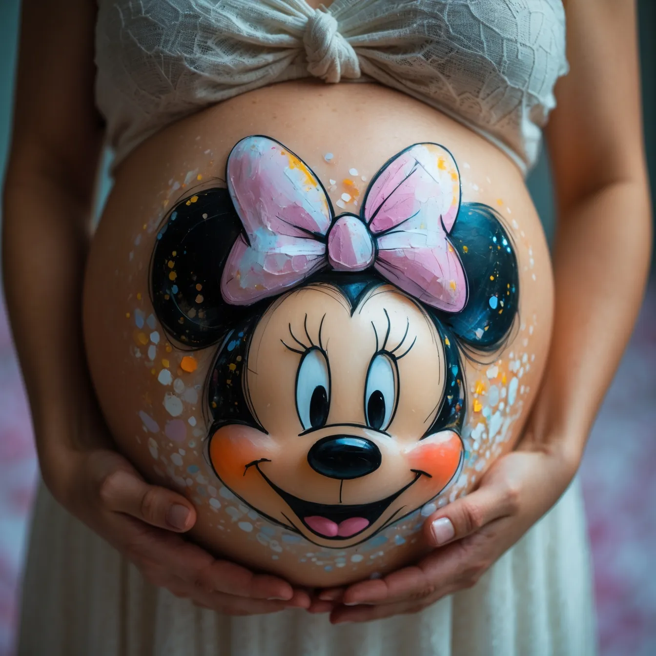 imagenes para dibujar en la barriga embarazada minnie mouse