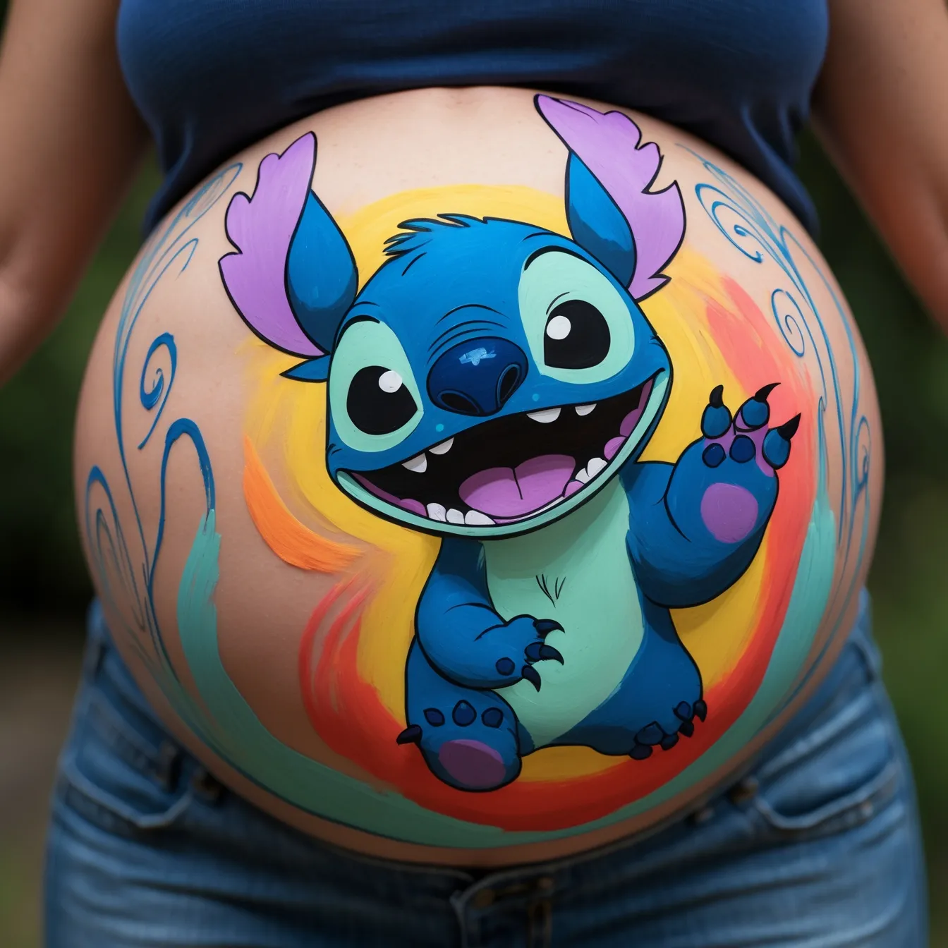 dibujo de embarazada en la barriga stitch