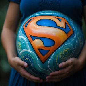 dibujo de panza embarazada super man