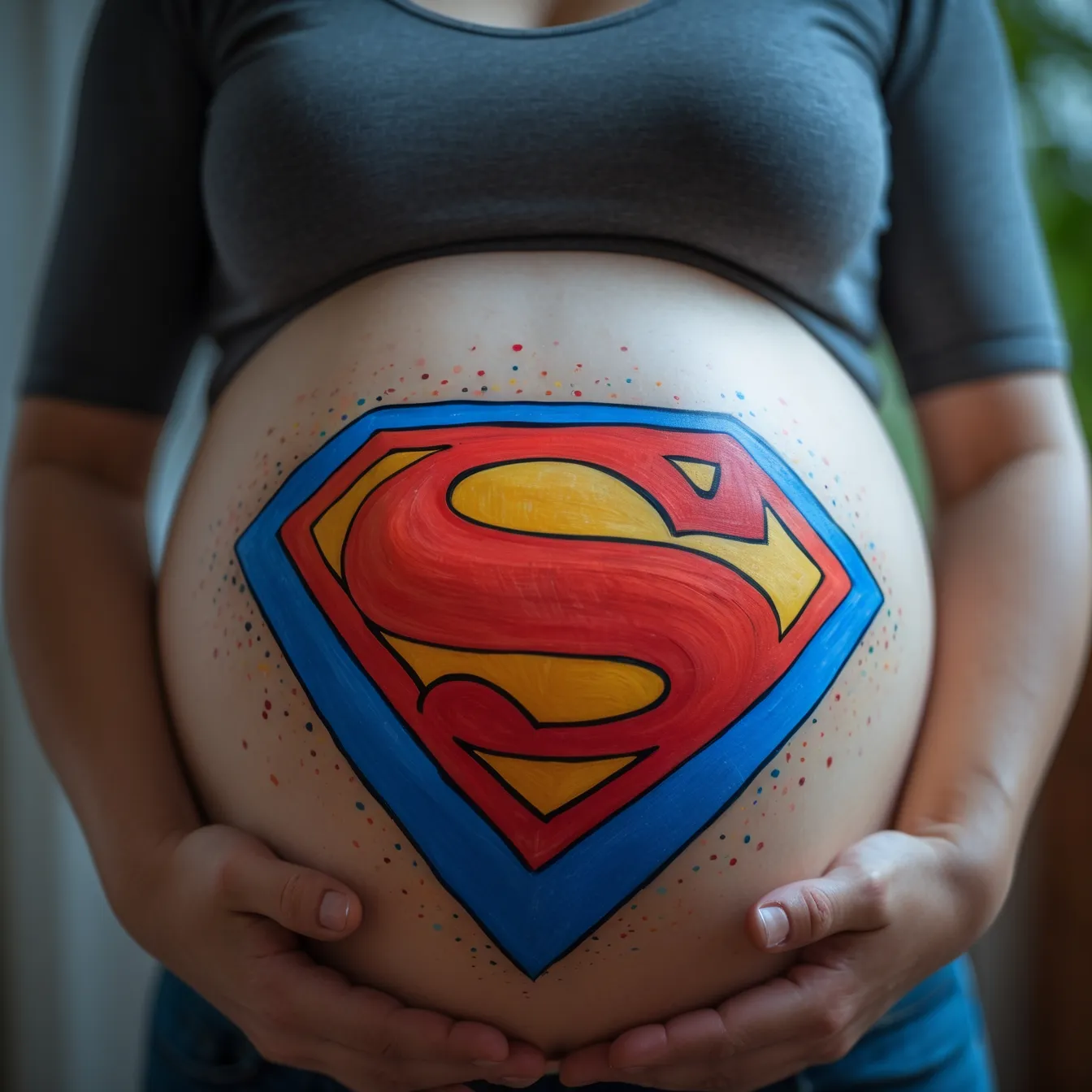 dibujo para la panza embarazada super man