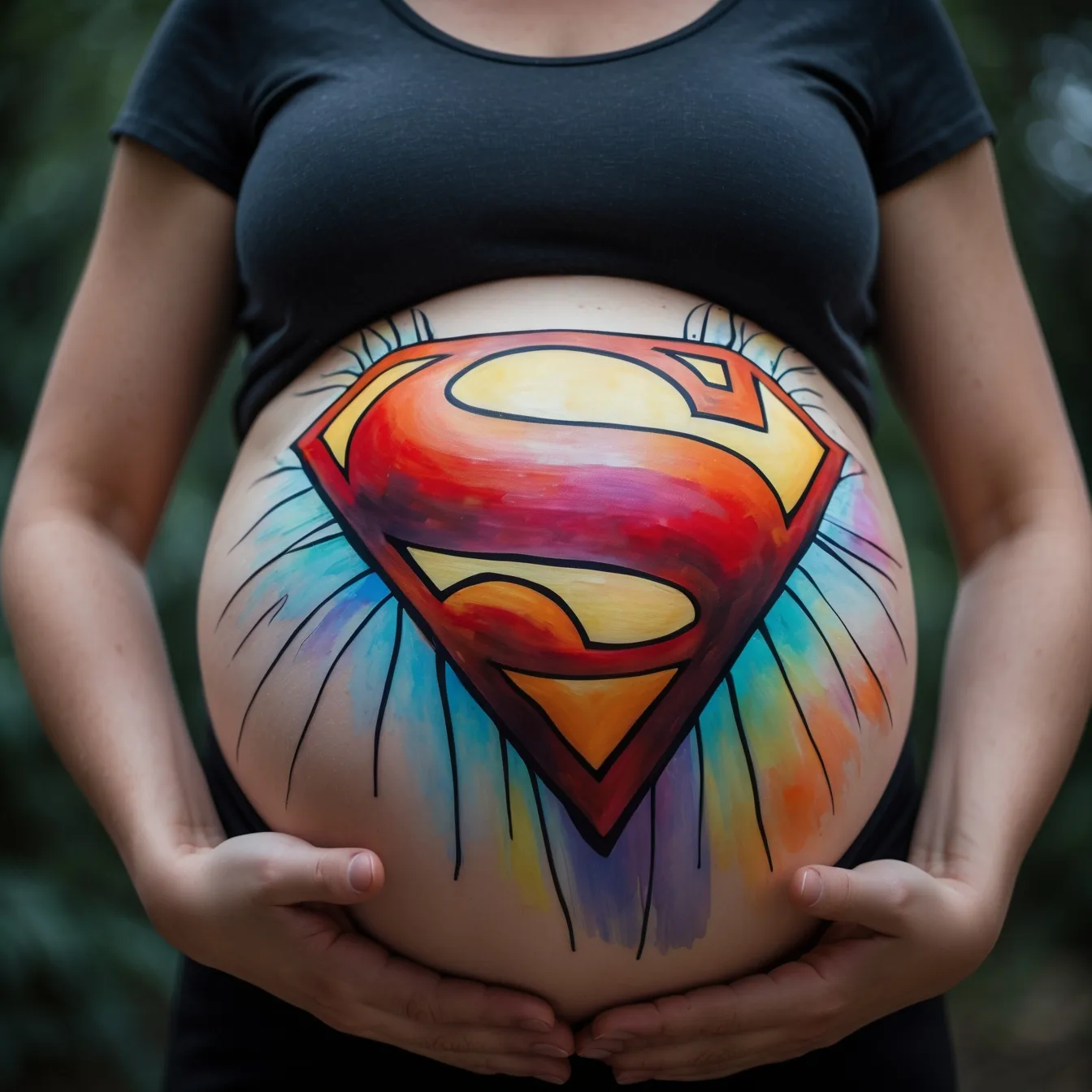 dibujos para dibujar en la panza de una embarazada super man