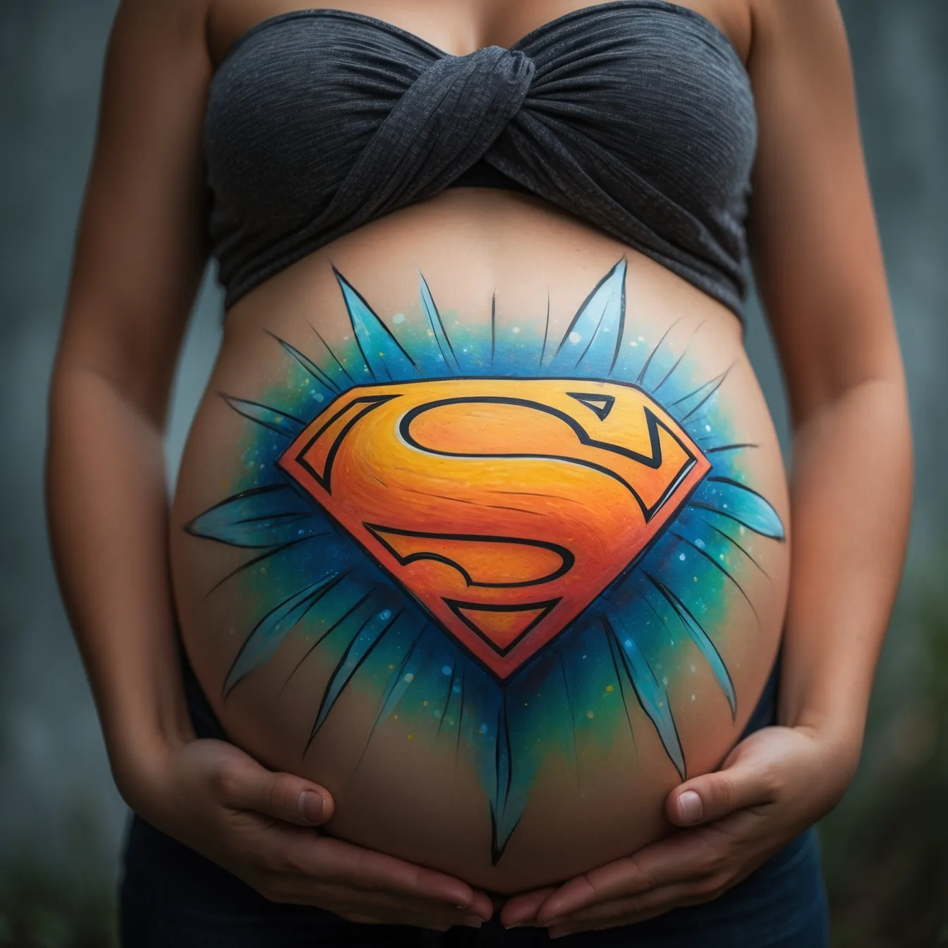 dibujos para pintar barriga embarazada superman