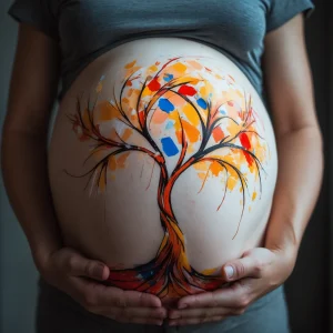 dibujo en la panza de embarazada arbol de la vida
