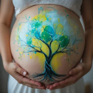 dibujo pareja embarazada arbol de la vida