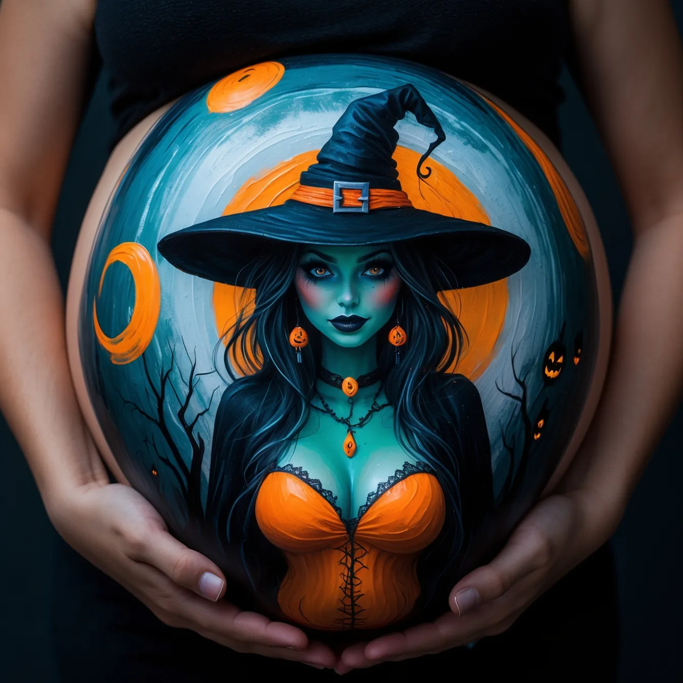 dibujo embarazada barriga bruja halloween