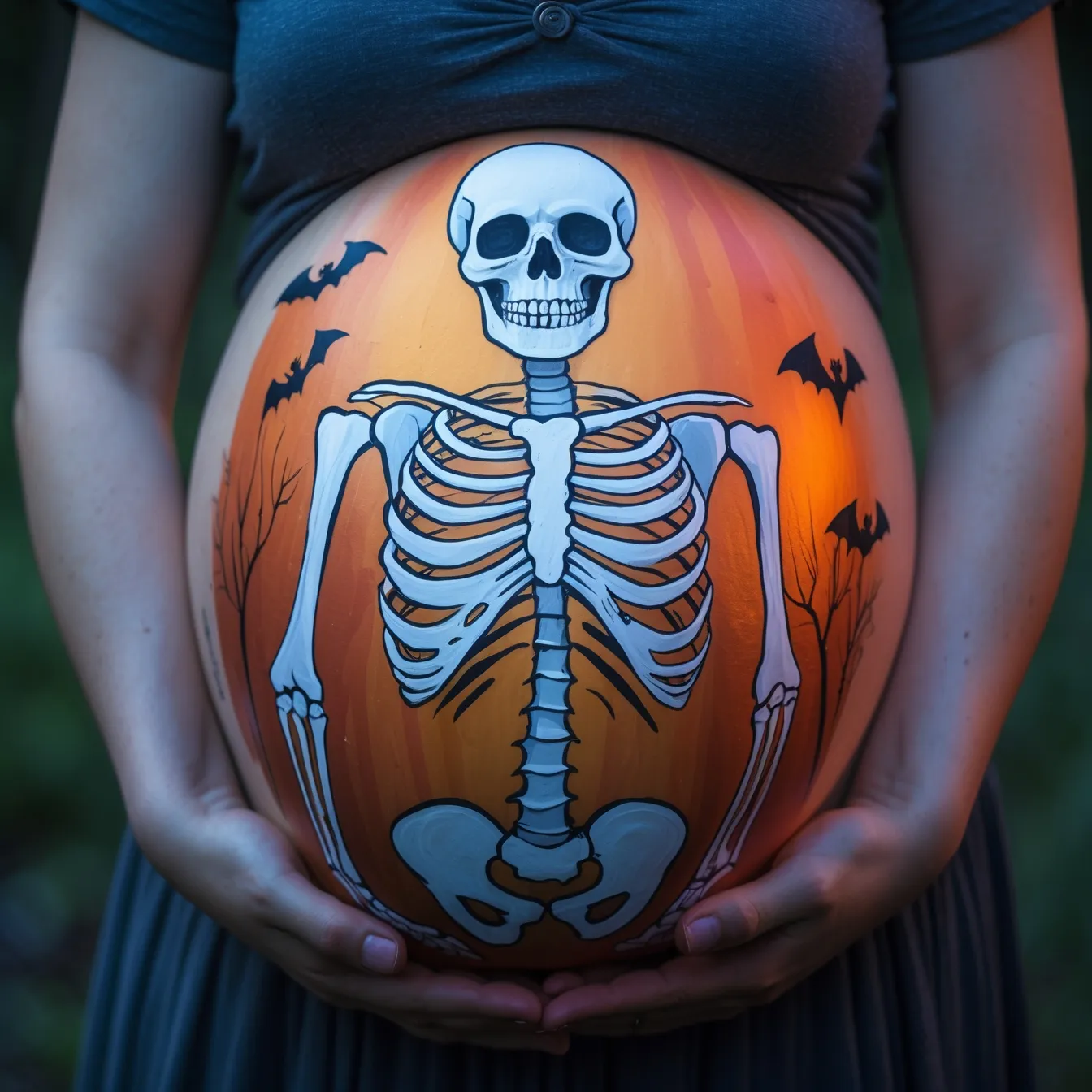 dibujo para barriga embarazada halloween esqueleto