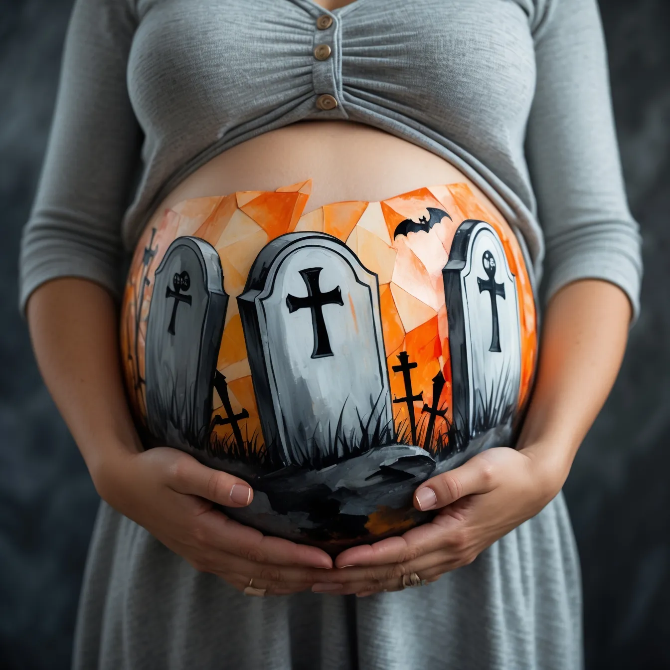 dibujo pareja embarazada cementerio halloween