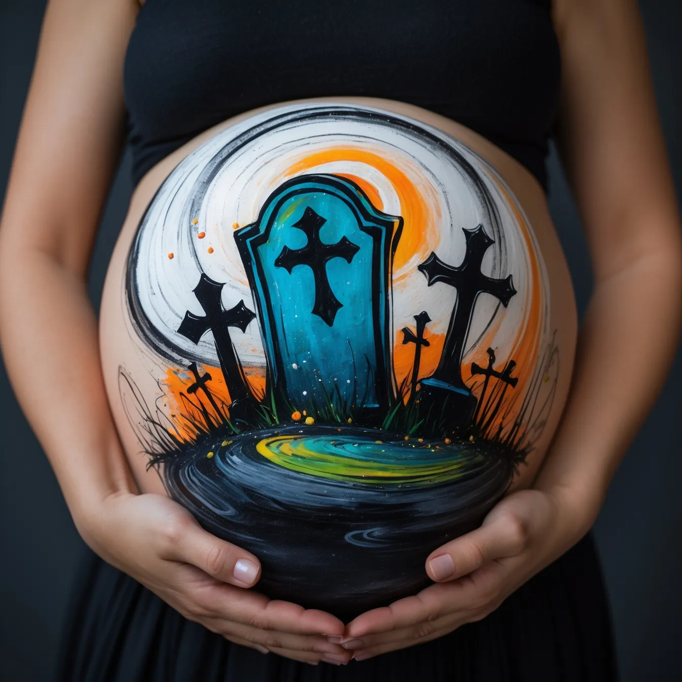 tripas embarazadas pintadas halloween cementerio
