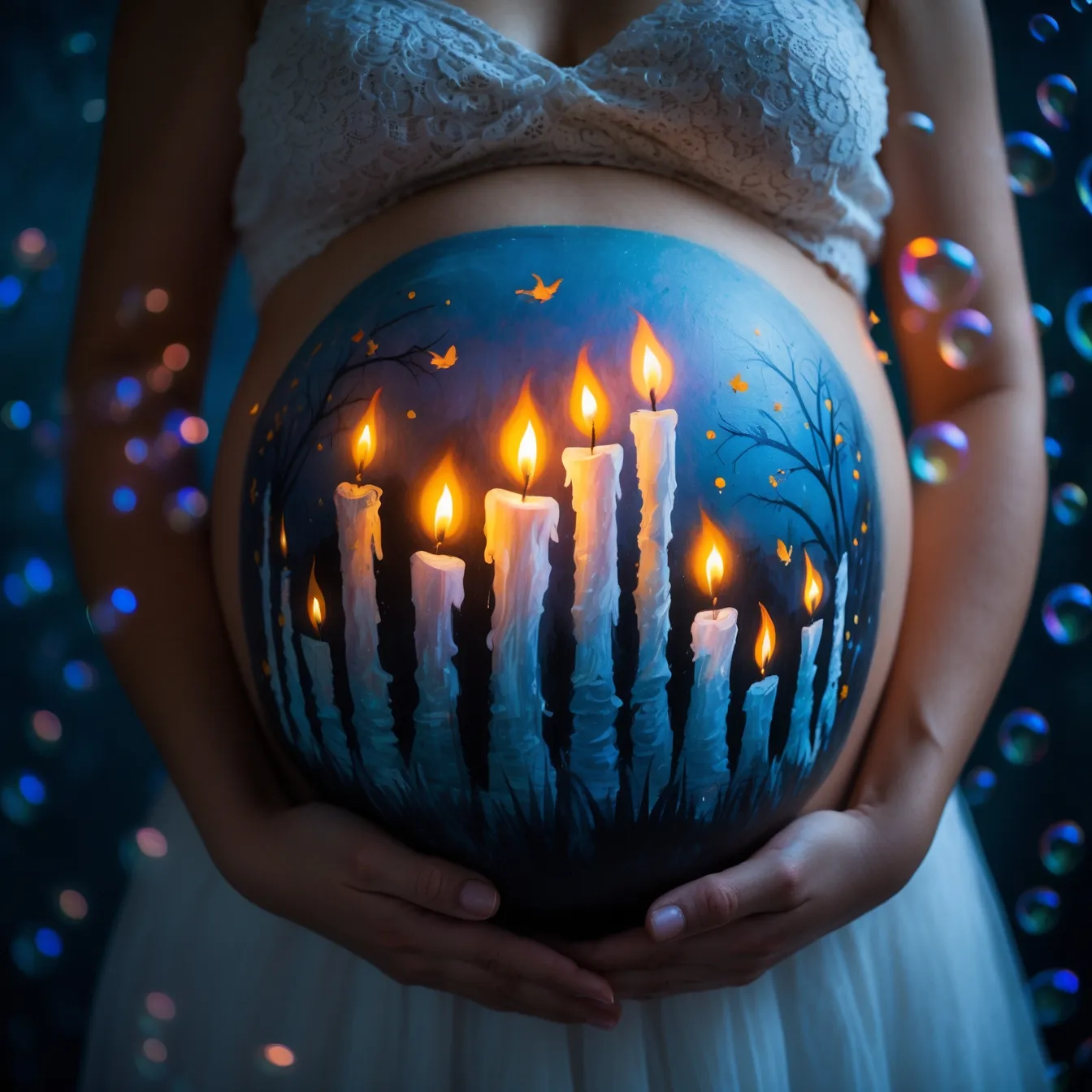 dibujo de barriga halloween velas
