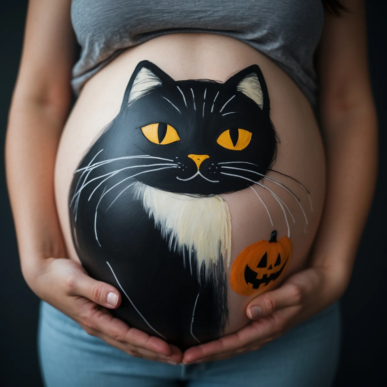 dibujos para barrigas faciles gato negro halloween