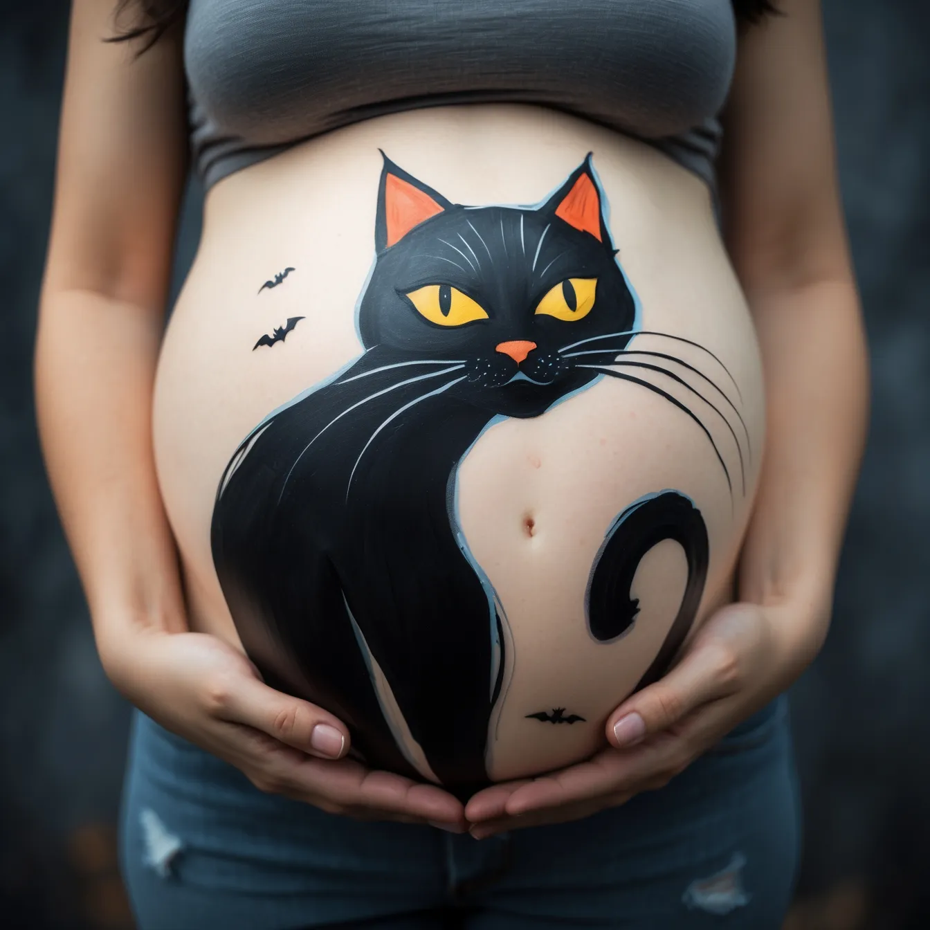 dibujos para la panza de una embarazada gato negro halloween