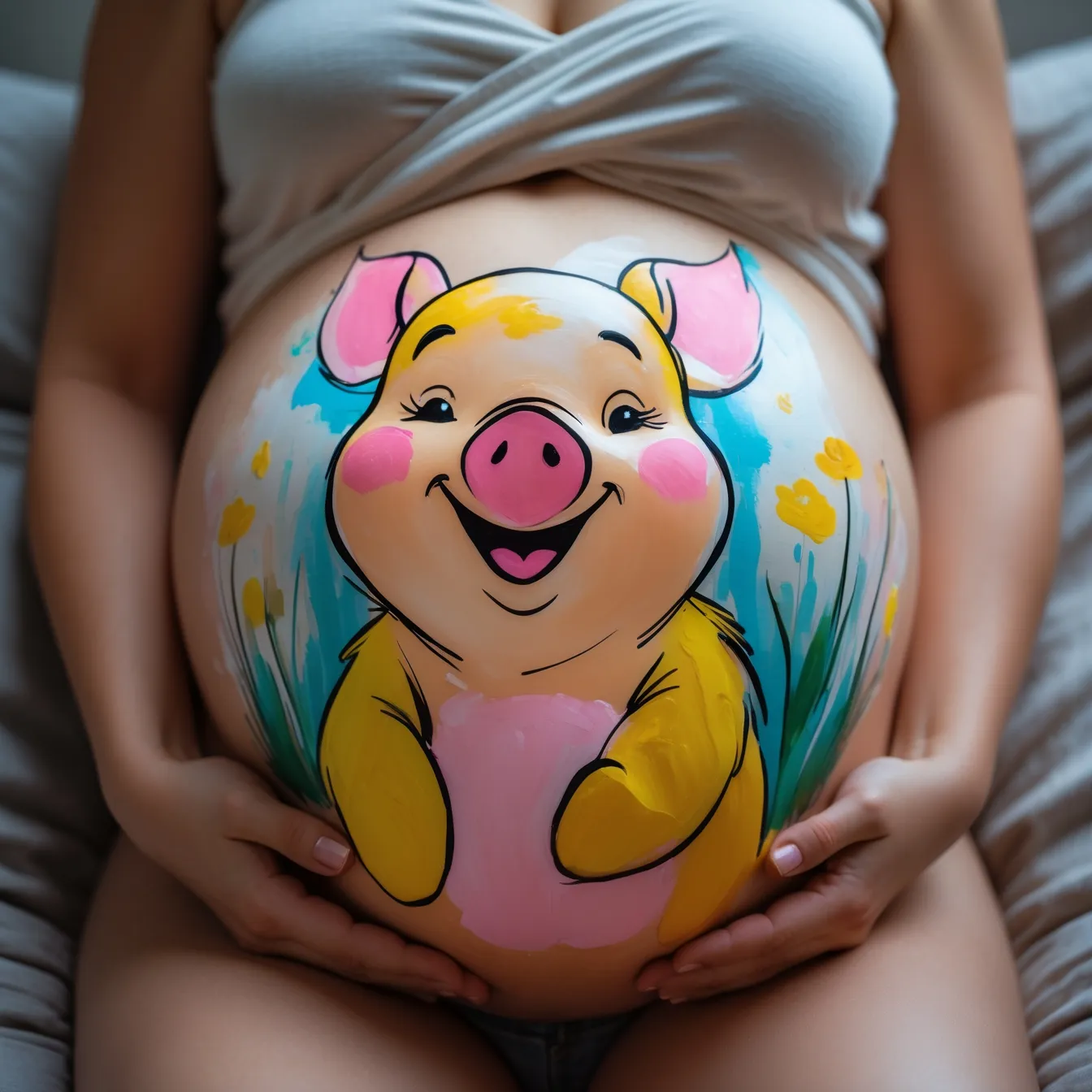 dibujo para embarazadas en la barriga cerdo bebe